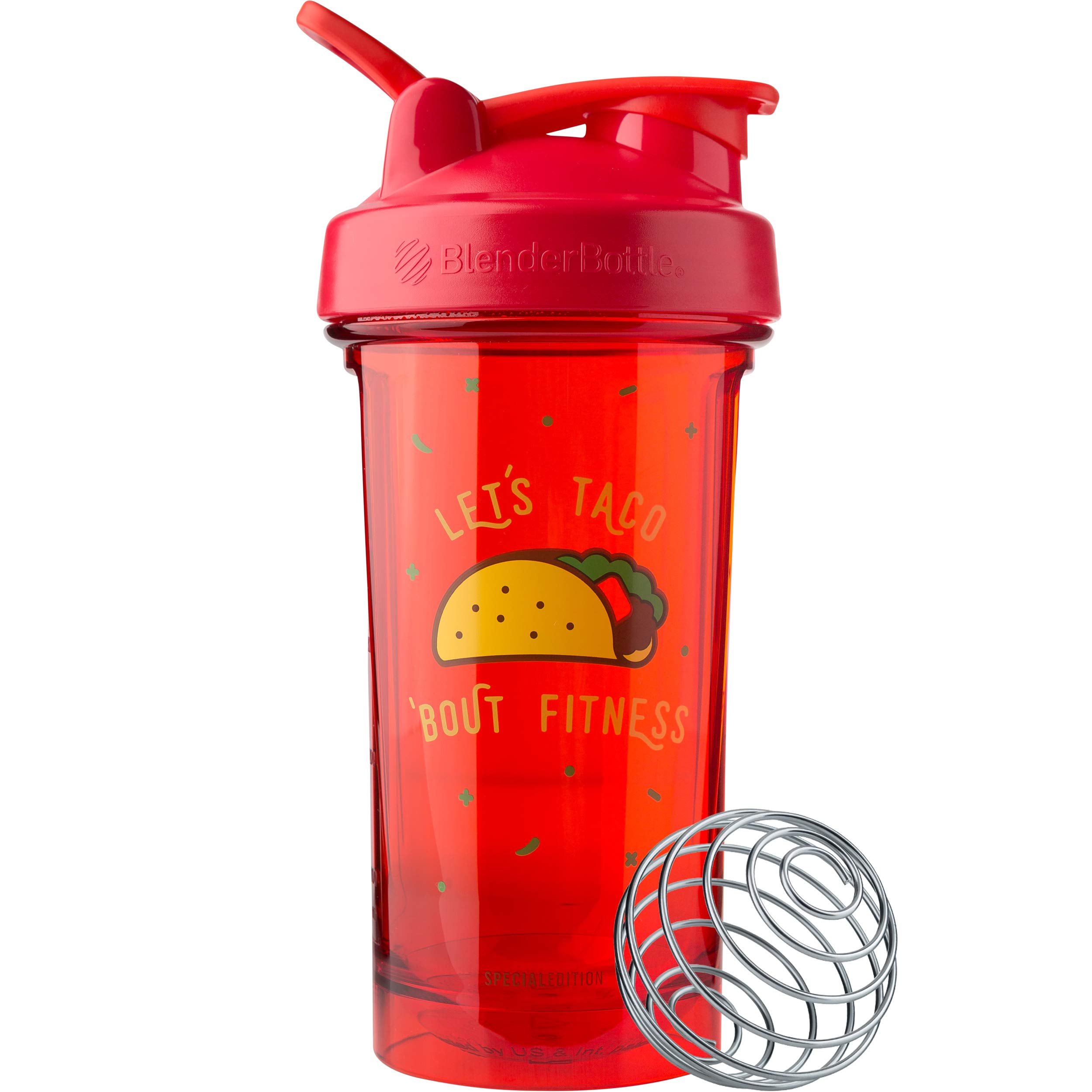 BlenderBottle C04201 Pro Series Foodie Shaker Bottle, 24oz, Let's Taco 'Bout Fitness