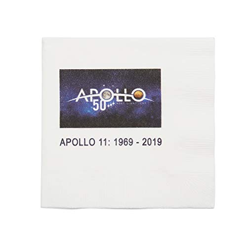 Book Cover Apollo 11 Moon Landing Anniversary Cocktail Napkins Nasa Space Center Official Apollo 50th Anniversary Logo Pak of 24 Paper Napkins