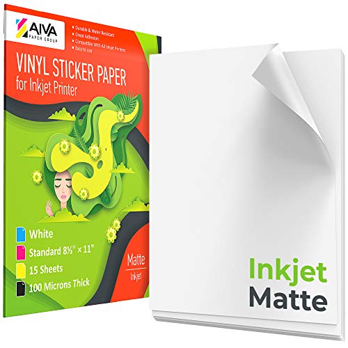 Printable Vinyl Sticker Paper Matte White - Standard Letter Size 8.5"x11"