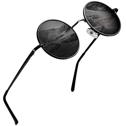Round Sunglasses for Men Polarized Wearpro Vintage Womens Men's Sun Glasses Hippie Retro Small Circle Glass