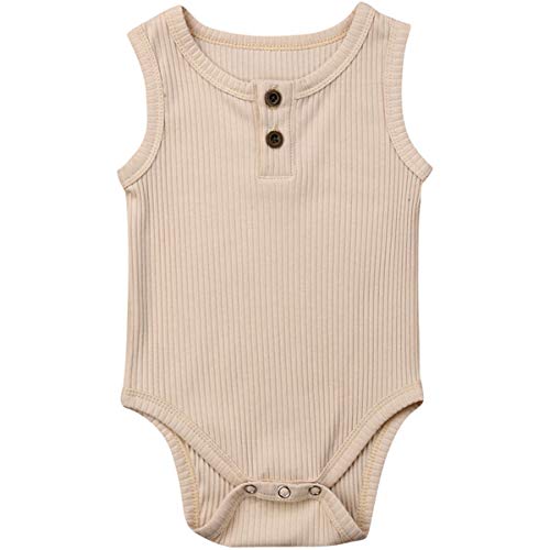 Book Cover Kuriozud Newborn Infant Unisex Baby Boy Girl Button Solid Romper Bodysuit One Piece Jumpsuit Outfits Clothes