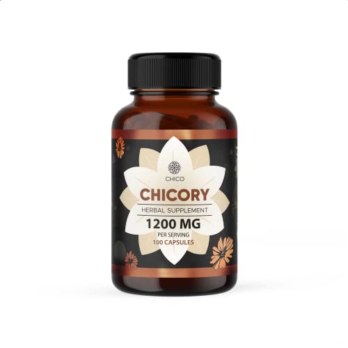 Chicory 100 Capsules 1200 mg per Serving | Filled with Organic Chicory Root Powder | Inulin Powder | Support Digestion, Colon Health, and Guts Function | Gluten-Free | Non-GMO