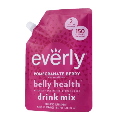 Book Cover Everly Pomegranate Berry Probiotic Drink Mix - Sugar-Free Water Enhancer with Natural Sweeteners, 0 Calories, Keto & Vegan-Friendly, Belly Health Support - 20 Servings Pouch