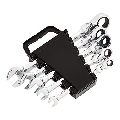 Amazon Basics Ratchet Wrenches Set, Flexible Metric Flex Head, 5-Piece, 8mm, 10mm, 13mm, 14mm, and 17mm