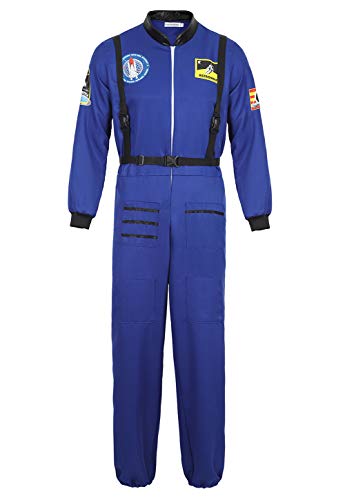 Haorugut Men Astronaut Costume Adult Men Space Suit Costume Flight Astronaut Jumpsuit Oneise S Blue-6398