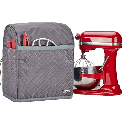 HOMEST Stand Mixer Quilted Dust Cover with Pockets Compatible with KitchenAid Bowl Lift 5-8 Quart, Grey (Patent Design)