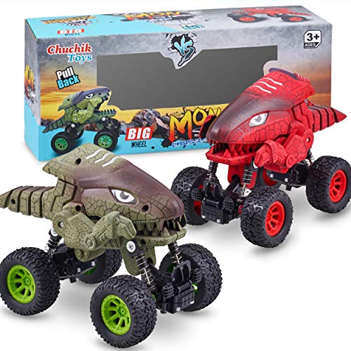 Book Cover CHUCHIK Dinosaurs Pull Back Car Toy. New Model Dinosaur Toys Vehicles for Kids and Toddlers. Dino Cars are a for Boys and Girls 2 3 4 5 6 Year Old