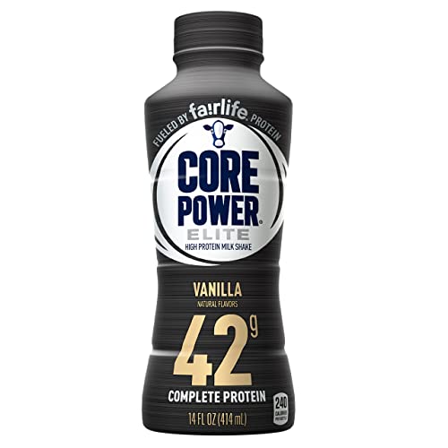 Core Power by fairlife Elite High Protein (42g) Milk Shake, 14 fl oz bottles, (Pack of 12) (Vanilla)