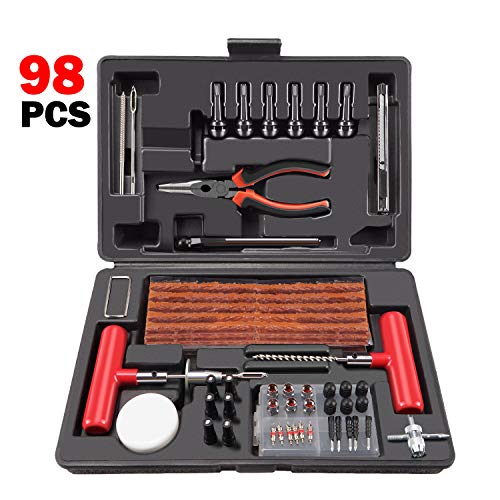 Book Cover ORCISH 98Pcs Tire Repair Plug Kit Heavy Duty Flat Tire Repair Kit Universal Tire Repair Tools & Tire Repair Set for Car Motorcycle Truck RV Jeep ATV Tractor Trailer Tire Patch Kits Puncture Repair Kit