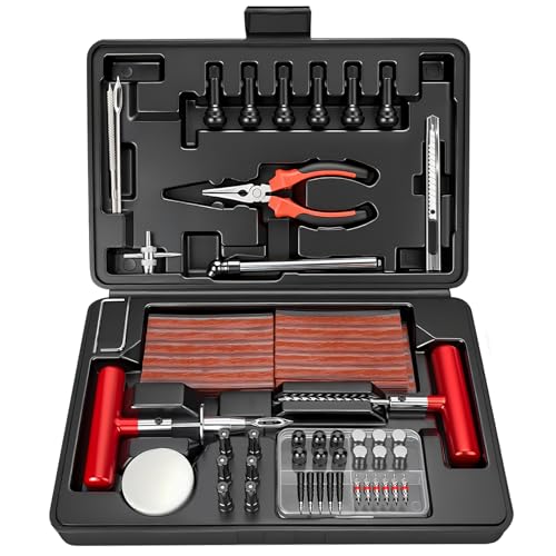ORCISH 98Pcs Tire Repair Plug Kit Heavy Duty Flat Tire Repair Kit Universal Tire Repair Tools & Tire Repair Set for Car Motorcycle Truck RV Jeep ATV Tractor Trailer Tire Patch Kits Puncture Repair Kit