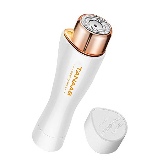 Facial Hair Removal for Women, TANAAB Painless Waterproof Smooth Facial Hair Remover Shaver Razor for Face Upper Lip Chin Cheeks Arm Built-in LED Light - White Gold