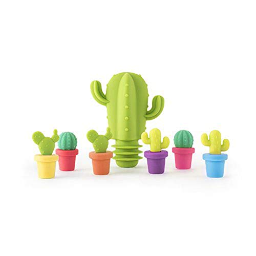 Cactus Stopper & Charm Set, Glass Markers and Stopper Set- Gift Boxed Set
