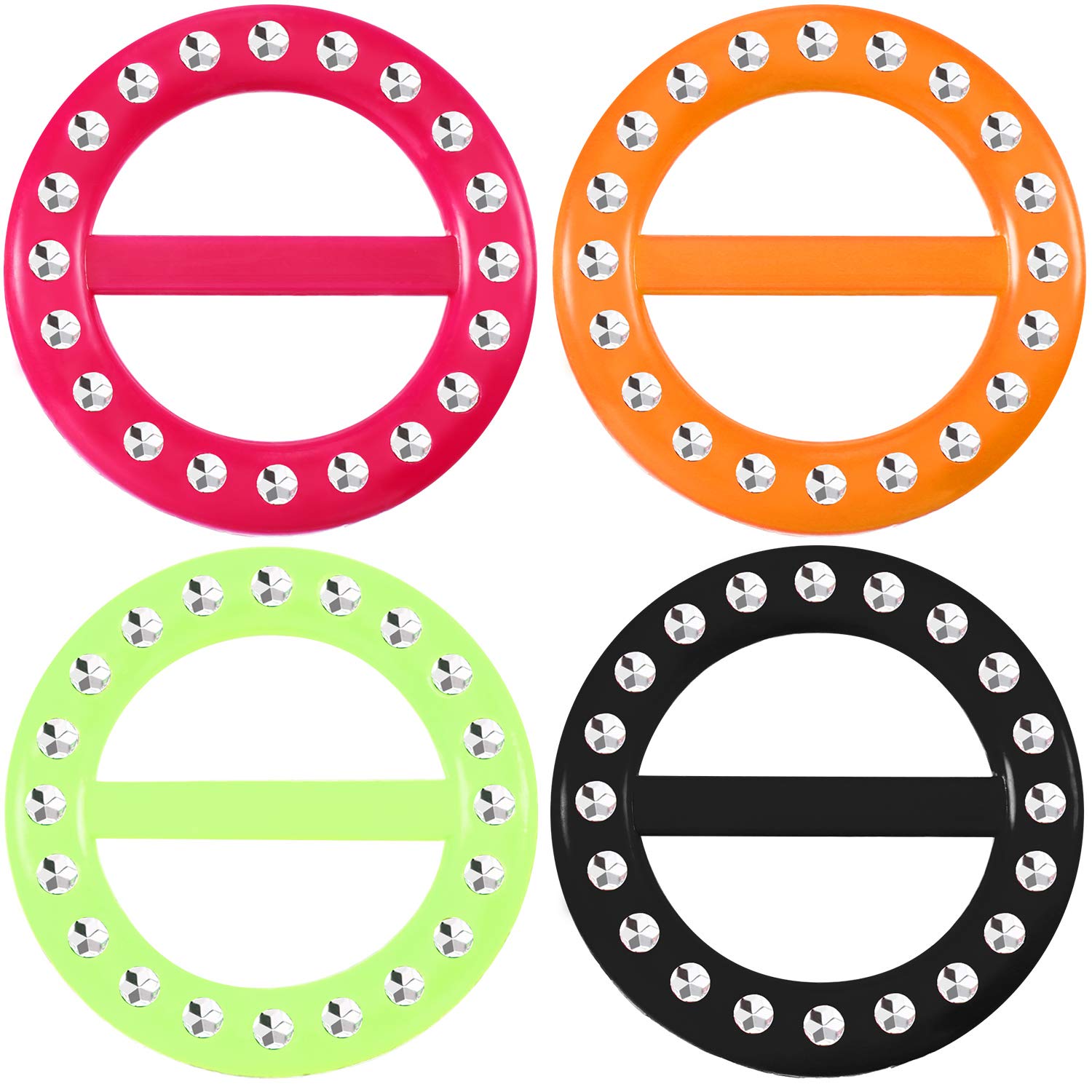 4 Pieces 80s Shirt Clips Plastic Fashion T Shirt Clip Scarf Ring 80s accessories, Assorted Colors