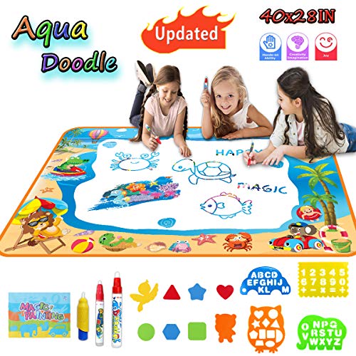 TTOUADY Updated Color Water Doodle Mat, Large Size 40x28 Inch Sea World Aqua Magic Mats, Educational Learning Toys for 2 3 4 5 6 Years Old Girls Boys Toddler Kids