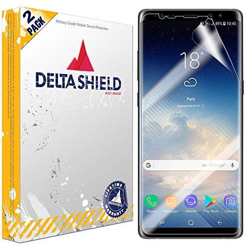 DeltaShield Screen Protector for Samsung Galaxy Note 8 (2-Pack)(Case Compatible Design) BodyArmor Anti-Bubble Military-Grade Clear TPU Film