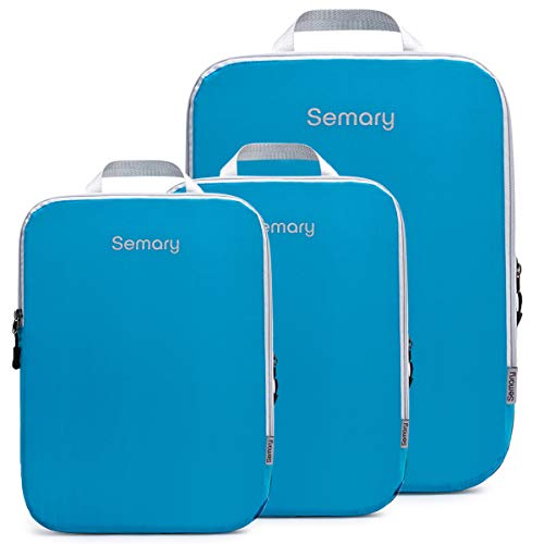 Compression Packing Cubes 3 Set Travel Organizer Accessories for Carryon Luggage Suitcase & Backpack by Semary