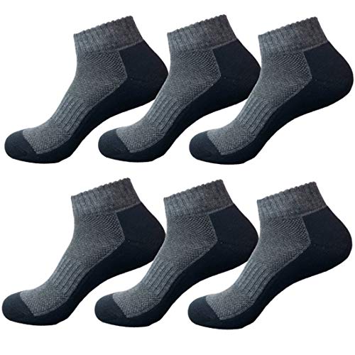 Mens Running Socks - Mens Ankle Socks Size 10-13 - Workout Socks for Men 6-pairs - Black - Large