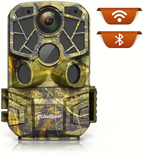 usogood WiFi Trail Camera 4K with Night Vision Motion Activated Waterproof Send Picture to Cell Phone Bluetooth Game Cam 24MP Wildlife Cameras for Hunting/Outdoor Animals Monitoring/Home Security