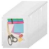 YoeeJob 3 Holes Clear PVC Zipper Binder Pocket Insert Pages Letter Size, 8 1/2" x 11 Loose Leaf Binder Filing Storage Bags 15 Per Pack
