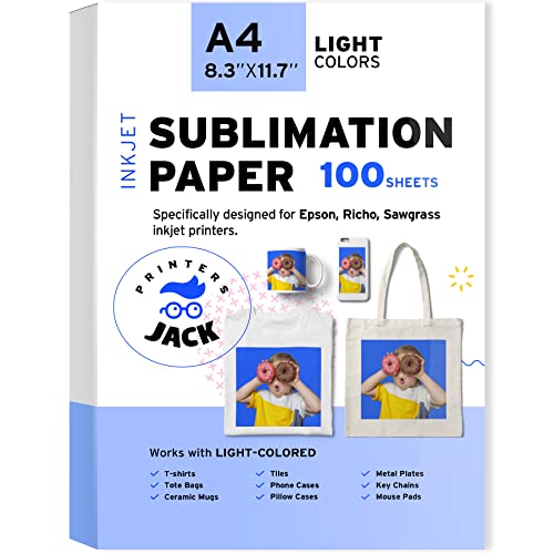 Book Cover Printers Jack Sublimation Paper - Heat Transfer Paper 100 Sheets 8.3