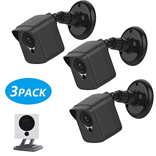 Book Cover Wyze Cam Camera Wall Mount Bracket,Coolwufan Weather Proof 360 Degree Protective Adjustable Housing Mount and Cover for Wyze Cam V2 V1 and Ismart Spot Camera Indoor Outdoor (Black(3 Pack))