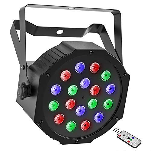 Donner DJ Par Light, 18 LEDs RGB Stage Uplights with Built-in Cooling Fan for Dancing/Wedding/Church/Birthday Gift/Christmas Party/Music Live Show (Remote Control/DMX)