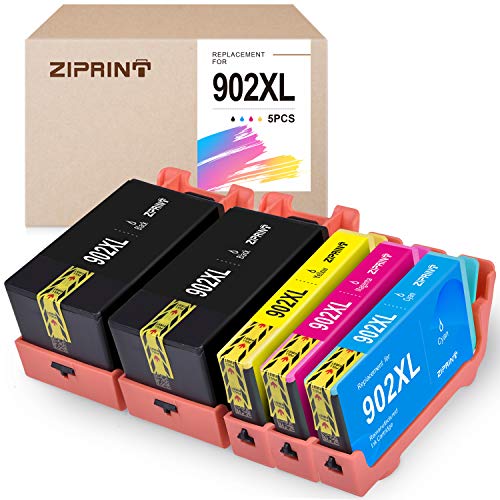 ZIPRINT Remanufactured 902XL Ink Cartridge Replacement for HP 902XL 902 XL for HP OfficeJet Pro 6958 6968 6978 6950 6960 6970 Printer (2 Black 1 Cyan 1 Magenta 1 Yellow, 5-Pack)