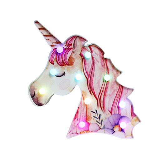 Book Cover Unicorn Night Lights Painted Flower Unicorn Color Changeable Light Up Marquee Unicorn Signs LED Kids Lamps for Birthday Christmas Bedrooms Home Wall Decor Unicorn Gifts for Girls
