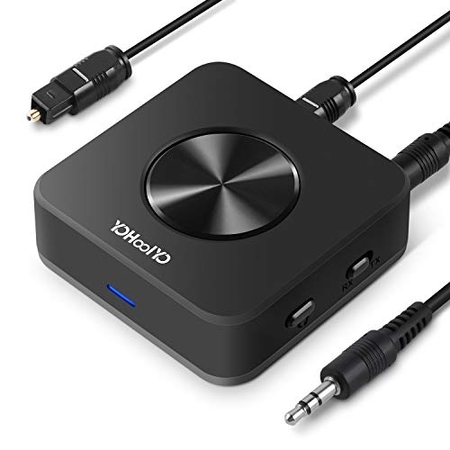 YOHOOLYO Bluetooth Transmitter for TV 5.0 Bluetooth Transmitter Receiver AptX HD Low Latency Audio Transmitter for TV Car PC with Digital Optical TOSLINK and 3.5mm Aux and RCA Cables