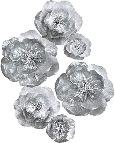 Book Cover Letjolt Artificial Paper Flower Decorations for Wall Wedding Valentine's Day Backdrop Birthday Party Baby Shower Bridal Shower Nursery Wall Decor(Silver Set 6)