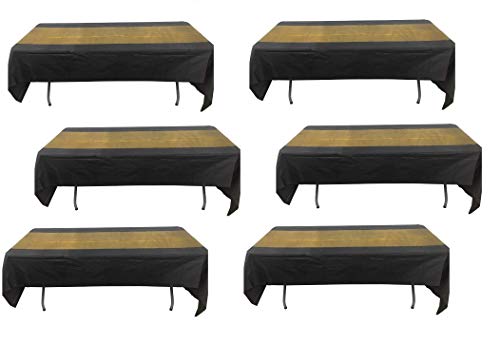 Pack of 6 Black and Gold Tablecover, 54" x 108" inches