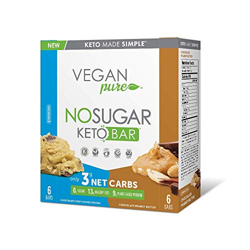 New! No Sugar Keto Bars â€“ Vegan Keto Food Bars, Low Carb/Low Glycemic, 0 grams of Sugar, All Natural, 9g of Plant Based Protein, 13g of Fats per Bar, Only 3g Net Carbs, #LCHF