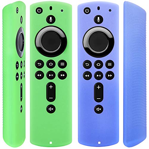 Book Cover [2 Pack] Semi-Transparent Remote Case for Fire TV Stick 4K / Fire TV Cube/Fire TV (3rd Gen) Compatible with All-New 2nd Gen Alexa Voice Remote Control (Translucent Blue Green)