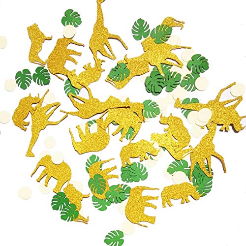 Gold Glitter Jungle Safari Animal Confetti Zoo Boy Baby Shower Party Birthday Supplies Decorations Table Decor(100 pcs)