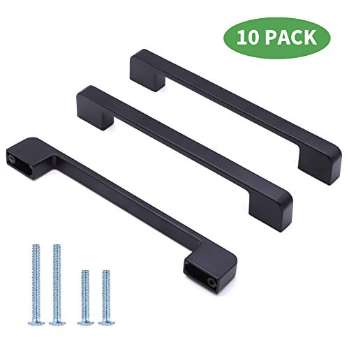 Yufer Kitchen Cabinet Pull 10 Pack Cabinet Handles Hardware Pull Elegant Black Kitchen Handles 6.6 inch Length, Hole Center 6-1/4 Euro Style Bar Drawer Pull Zinc Alloy
