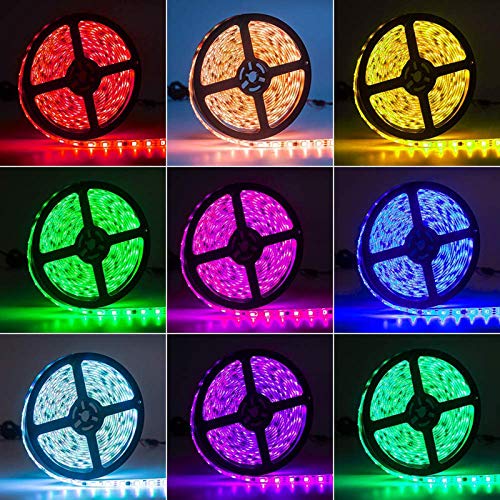 xinkaite Waterproof Led Strip Lights 16.4 Ft Flat Light Strip Lighting Tape Lights 150leds Color Changing LED Lights Strip with Remote Control for Kitchen Bedroom Mirror Home Decor Party Wedding