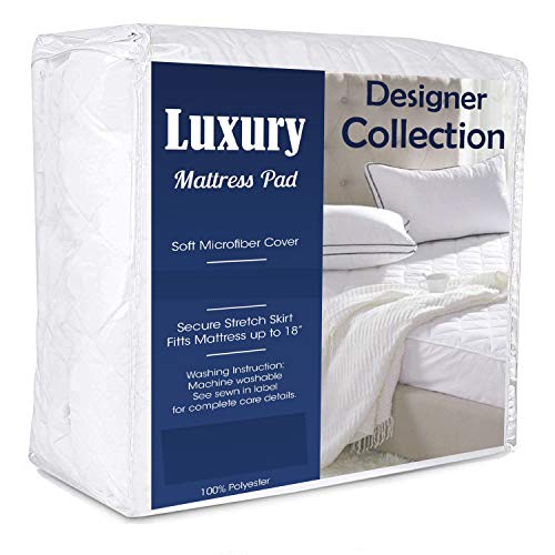Book Cover Global Weavers Luxury Twin Extra Long Size Microfiber Fitted Mattress Pad - Dorm Size Quilted Mattress Topper Pad with 18â€ Deep Stretch Skirt - Twin Extra Long, Twin-XL