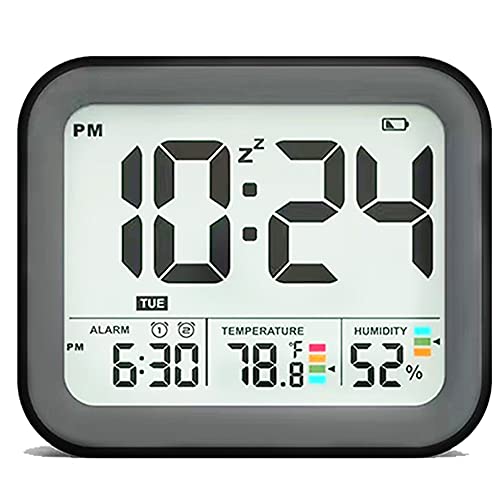 KUCOOLE Small Digital Cordless Battery Operated Alarm Clock, Best Travel Alarm Clock with Indoor Thermometer and Hygrometer, Dual Smart Alarm Clock for Kids, Teens, Bedrooms, Kitchen, Office - Cyan