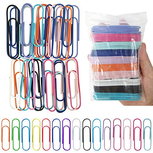 Hongfa 60-Pack 3 Inches Mega Large Paper Clips - 10 Colors Per Color 6pcs 76mm Cute Paper Needle Multicolor Bookmark,Office Supply Accessories (Random 10Colors Pack of 60)