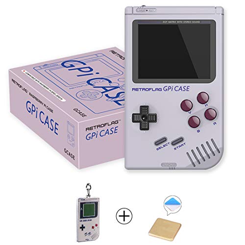 AKNES Raspberry Pi Zero and Zero W Case, Retroflag GPi CASE with Retro Handheld Game Console and Safe Shutdown - a Keychain Piece, Heatsink