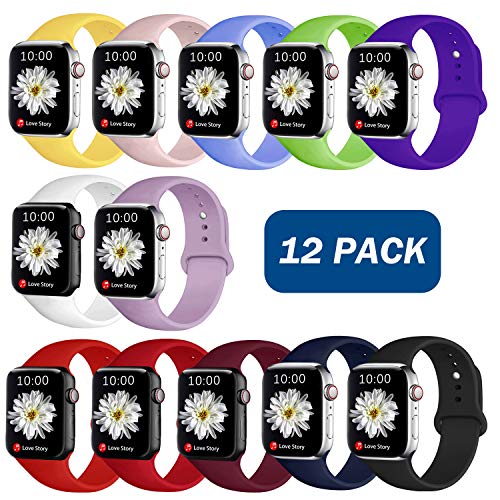 CHGUS Compatible with Apple Watch Band 38mm 42mm 40mm 44mm, Soft Silicone Sport Replacement Bands for iWatch Series 4,3,2,1, S,M M,L for Women, Men
