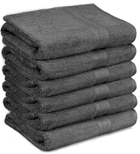 Book Cover HomeLabels Cotton Soft Spa Bath Towels, Ultra Soft Bath Towel, Home Gym Spa Hotel, Ideal for Daily use Highly Absorbent Hotel spa Bathroom Towel Collection | 22x44 Inch | Set of 6 Grey