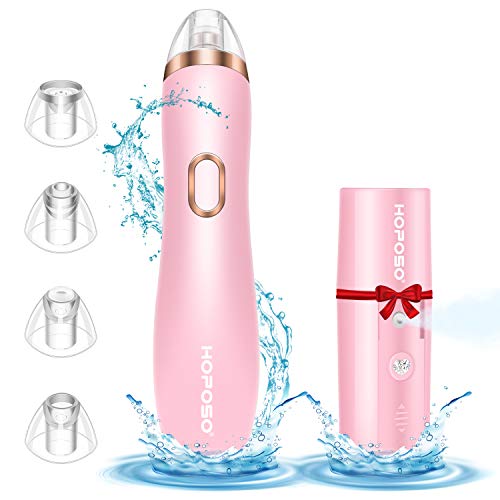 HOPOSO Blackhead Remover Pore Vacuum Electric Blackhead Cleaner Extractor Comedone Removal Suction Beauty Device with Nano Facial Mister for Women