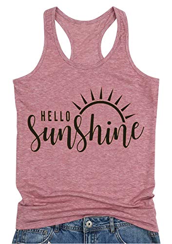 JINTING Hello Sunshine Tank Top Letter Print Tank Tops for Women Graphic Tank Tops Sleeveless Graphic Funny Tank Tops Shirts