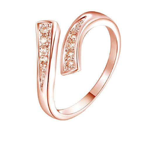 Silver Plated Brass Finger Rings Inlay Zircon Luxury Wedding Party Open Ring For Female size8