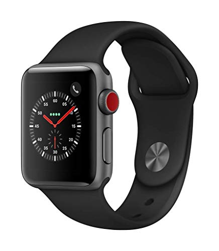 Book Cover Apple Watch Series 3 (GPS + Cellular, 38mm) - Space Gray Aluminium Case with Black Sport Band (Renewed)