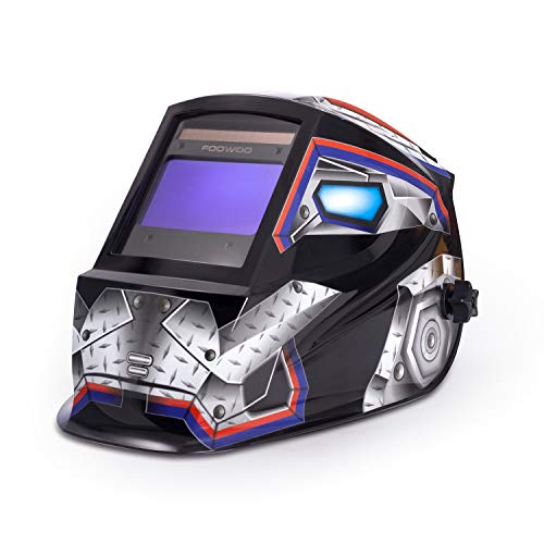 Large Viewing Screen 3.9"X2.4" True Color Solar Power Auto Darkening Welding Helmet, 4 Arc Sensor Wide Shade 4/5-9/9-13 for TIG MIG Arc Weld Grinding Welder Mask Robot Design