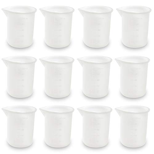 Coopay 12 Pieces 100 ml Silicone Measuring Cup DIY Resin Glue Tools Cup for Making Handmade Craft Nonstick Silicone Mixing Cups