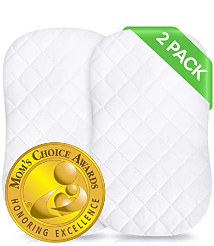 Book Cover iLuvBamboo 2 Pack Waterproof Bassinet Cover to Fit Hourglass Swivel Sleeper Mattress Pad - Machine & Dryer Friendly - Secure Envelope Design - Silky Soft Bamboo Mattress Protector