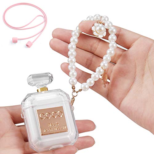 Mulafnxal Compatible with Airpods 1&2 Case,Cute Funny Designer Character Airpod Cover,Kawaii Fun Cool Keychain Design Skin,Fashion Luxury Girly Cases for Girls Teens Girl Air pods(Coco Pearl Chain)